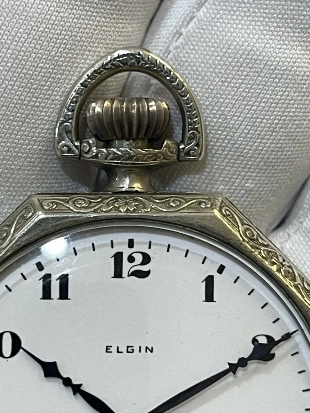 1924 Elgin Art Deco Pocket Watch 17J 12s Octagon RUNS Illinois Spartan Knife Set